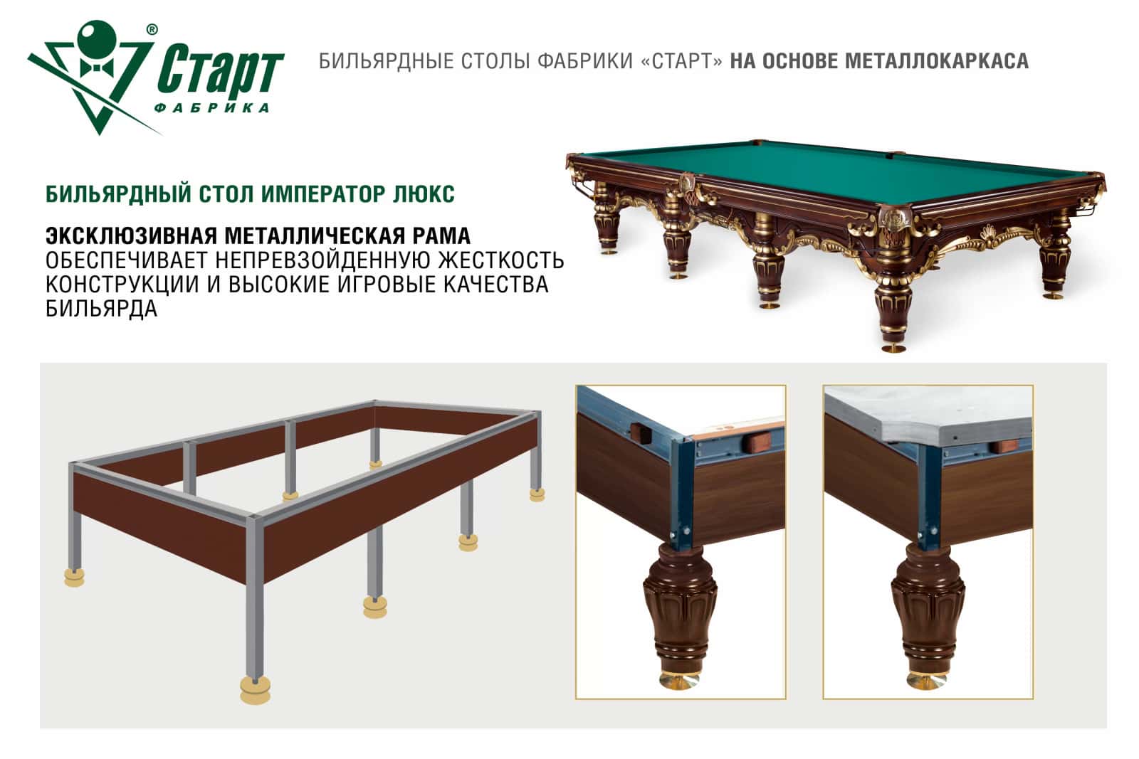 Бильярдный стол Император-Люкс — Эксклюзивная серия 6