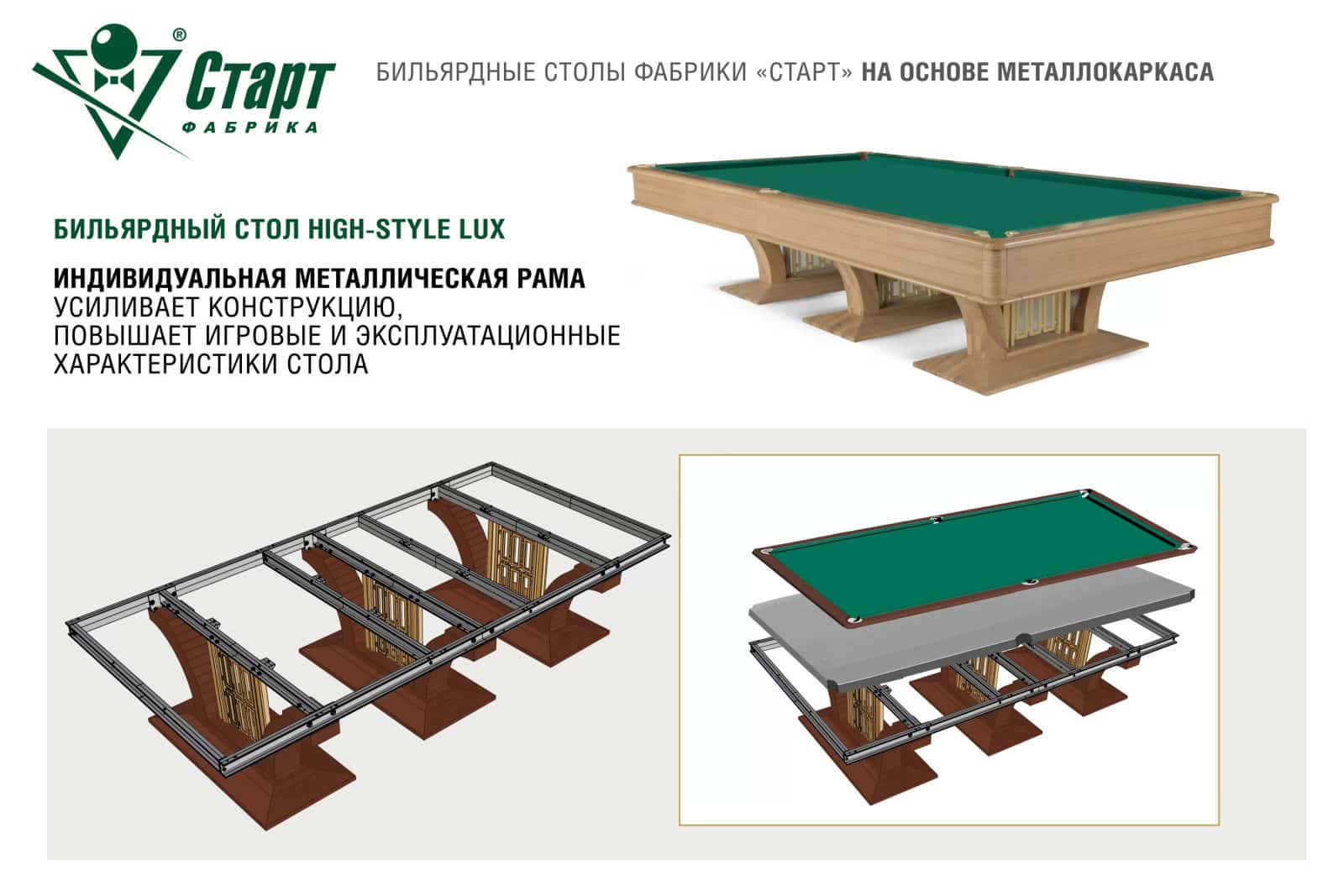 Бильярдный стол High-style Lux — Эксклюзивная серия 10