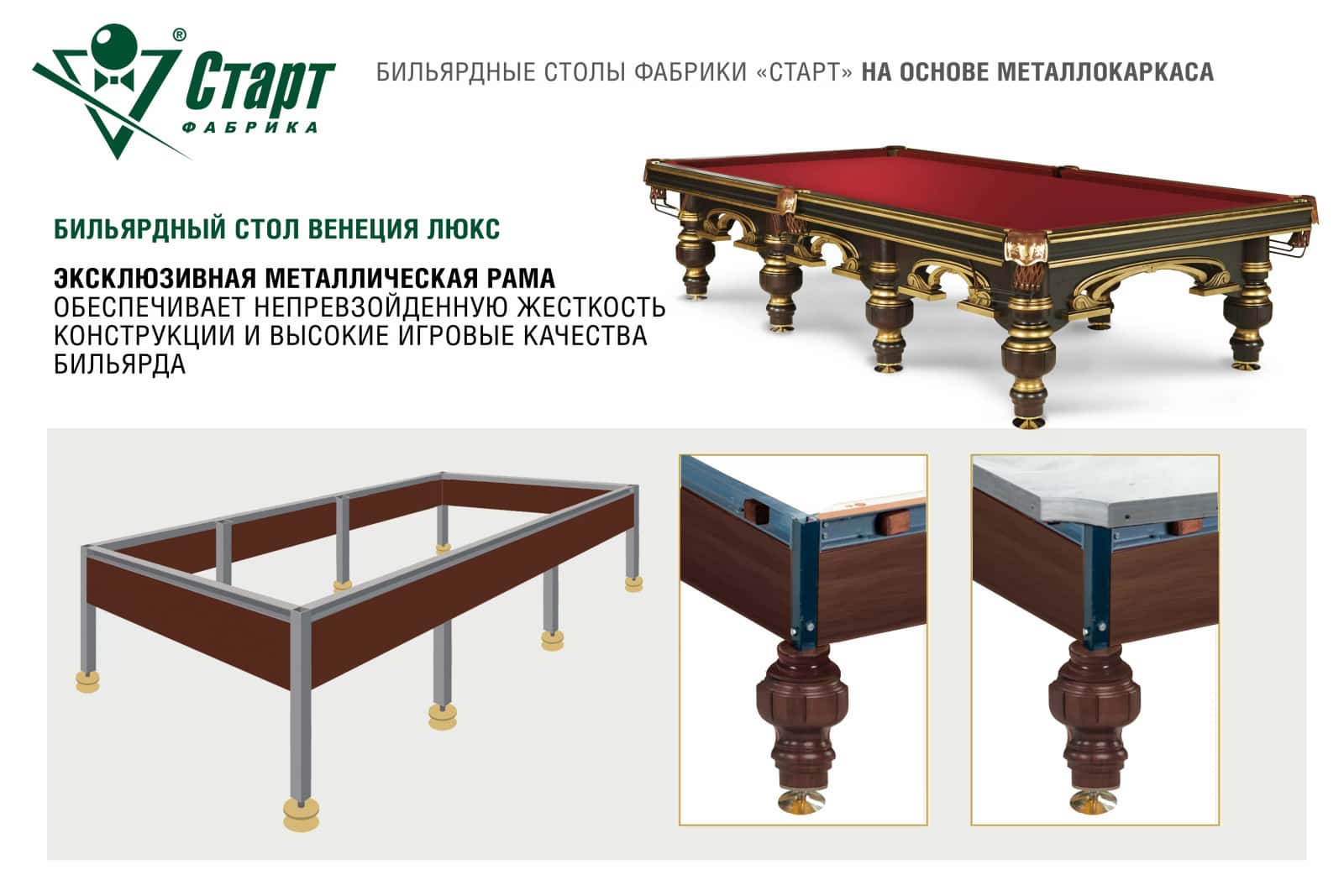 Бильярдный стол Венеция-Люкс — Эксклюзивная серия 7